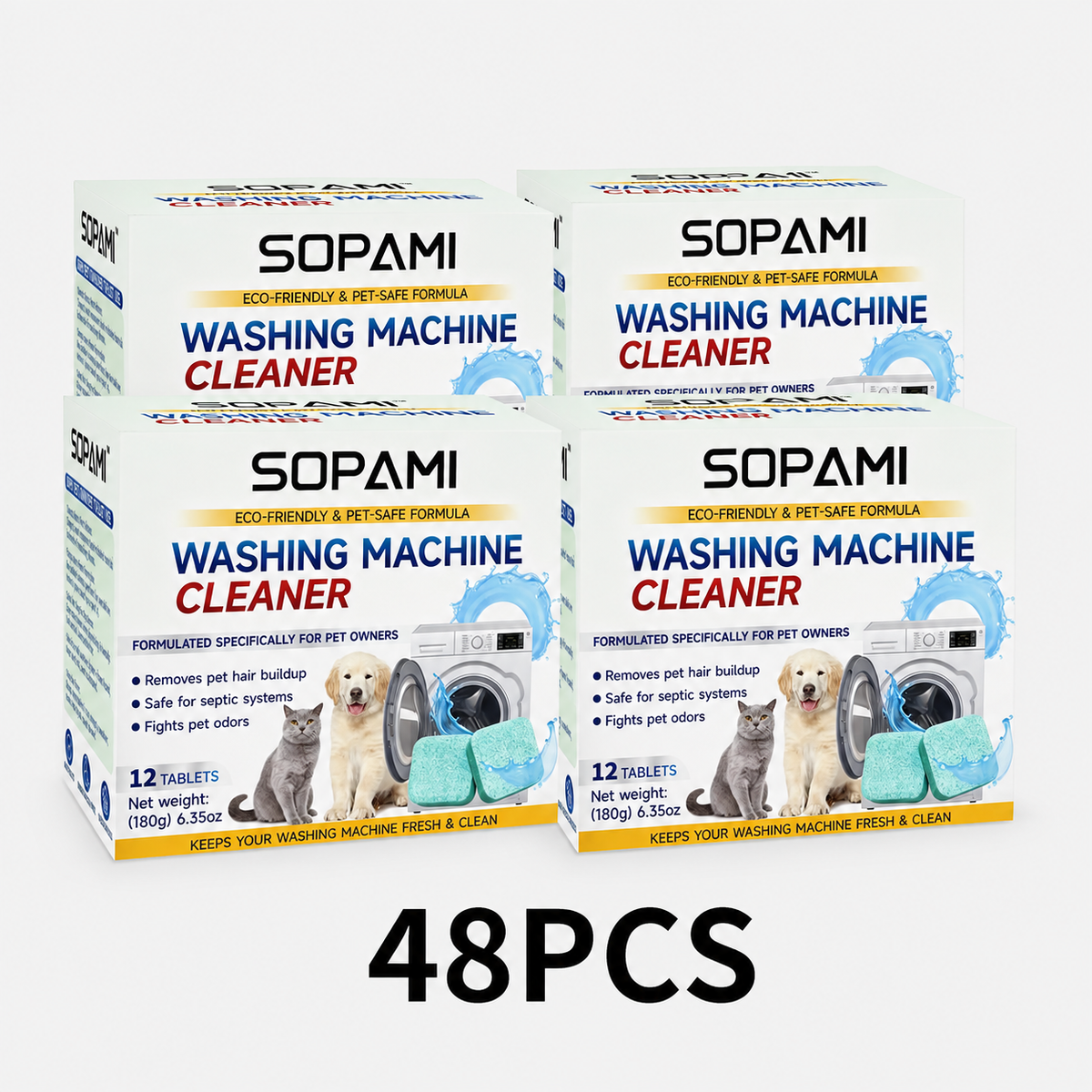 SOPAMI Washing Machine Cleaner Tablets | Eco-Friendly, Pet-Safe Deep Clean & Odor Eliminator