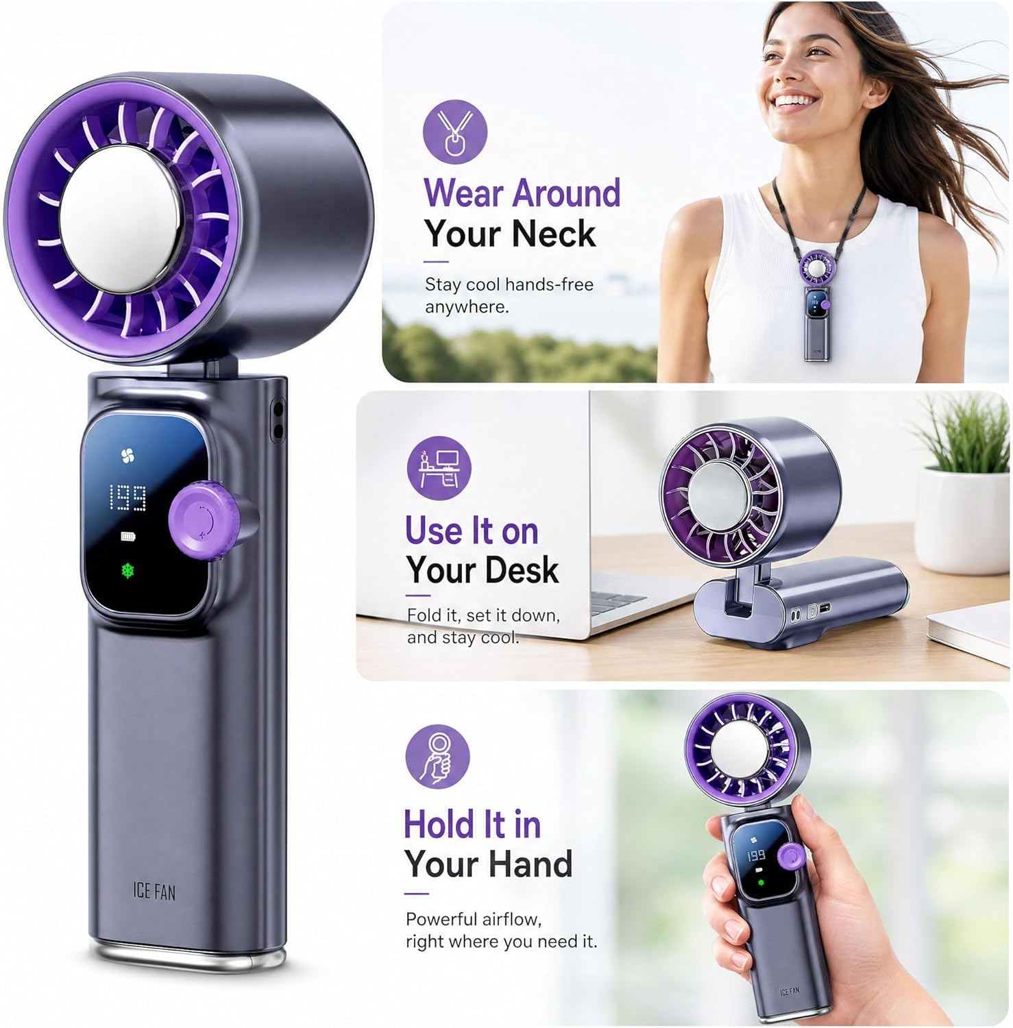 Handheld Fan Ice Cooling