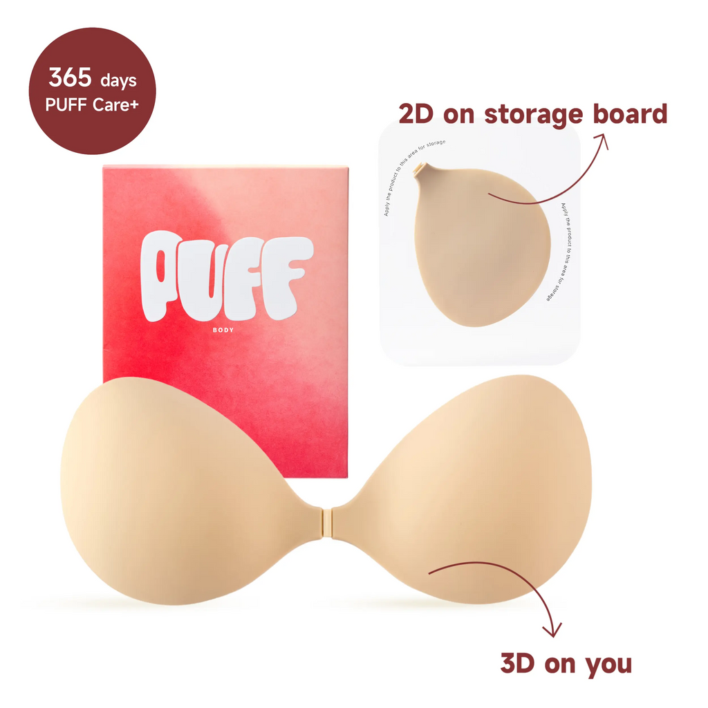 PUFF Sticky Bra | Invisible Push-Up Silicone Adhesive Bra, Waterproof & Reusable, A–DD Cup for Women