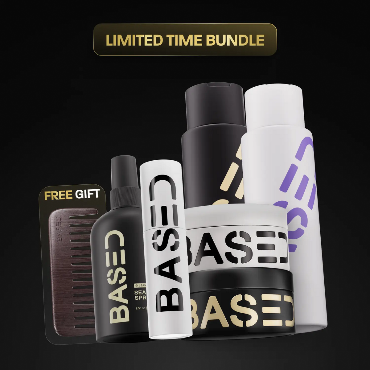 BASED Deluxe Hair Care Kit | 7-Piece Bundle + Free Comb | Straight & Wavy Hair