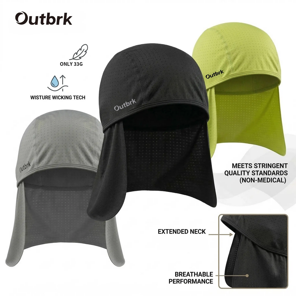 2-Pack UV Protection Skull Cap with Neck Shield | Quick-Dry Breathable Sun Hat