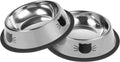 2 Pcs Non-Slip Stainless Steel Small Cat Food Bowls