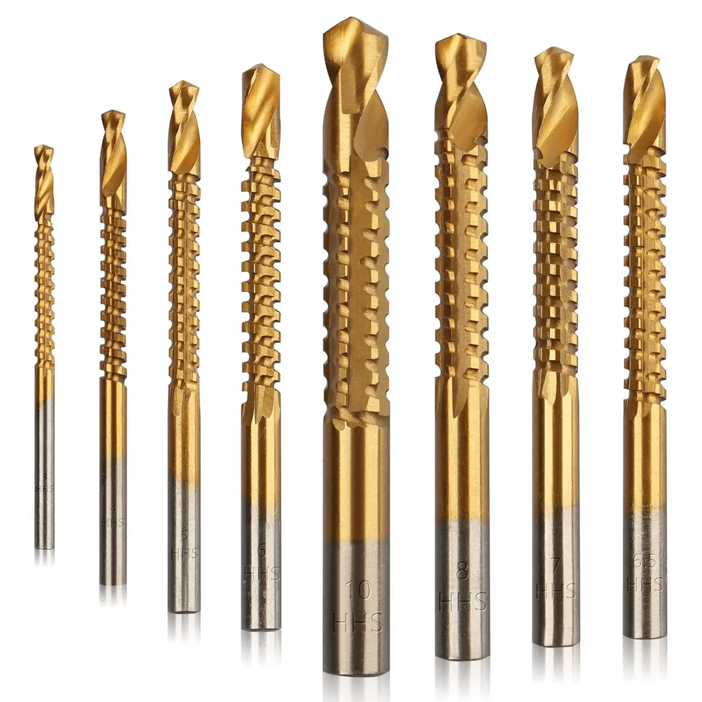 8 Pack Titanium GJANSH Coated HSS Twist Drill Bits