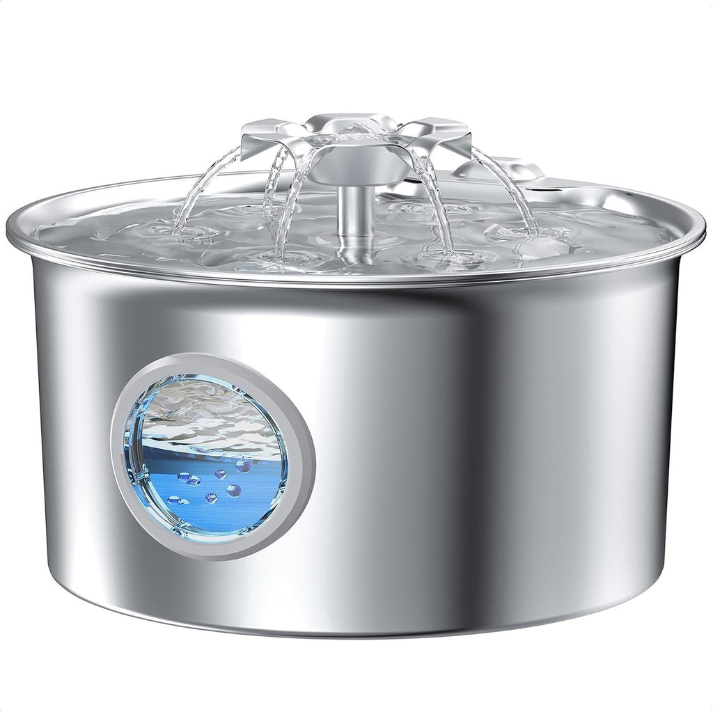 Stainless Steel Cat Water Fountain: 88oz/2.6L Cat Fountain for Drinking