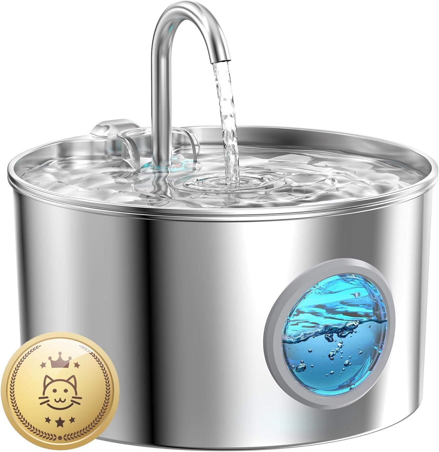 Cat Water Fountain Stainless Steel: 74oz/2.2L Cat Fountain for Drinking - Pet Water Fountain for Cats Inside