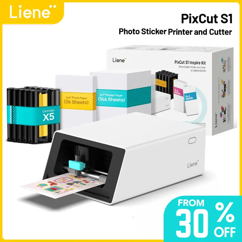 All-in-One Sticker Printer & Cutter – 300 DPI Color Photo Printing with AI Auto-Cut