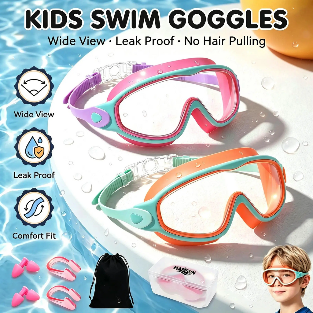 2 Pack Kids Swim Goggles for 3-15+ UV Protection Anti-Fog High Definition