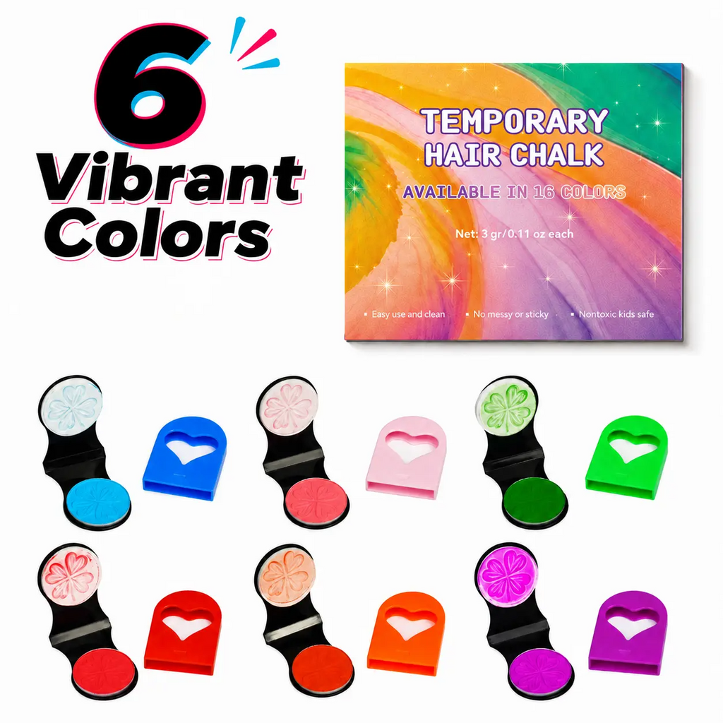 Temporary Hair Chalk Set | 6 or 12 Colors | Easy Wash-Off | Kids Safe