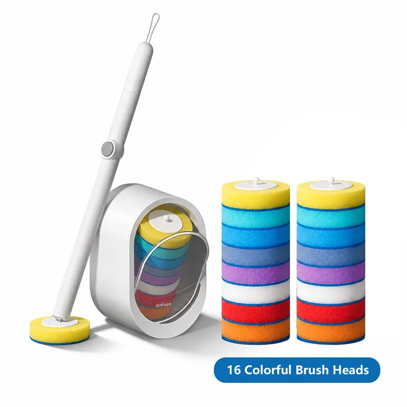 Disposable Toilet Scrubber Kit – No-Touch Rotating Brush with Refill Heads & Holder