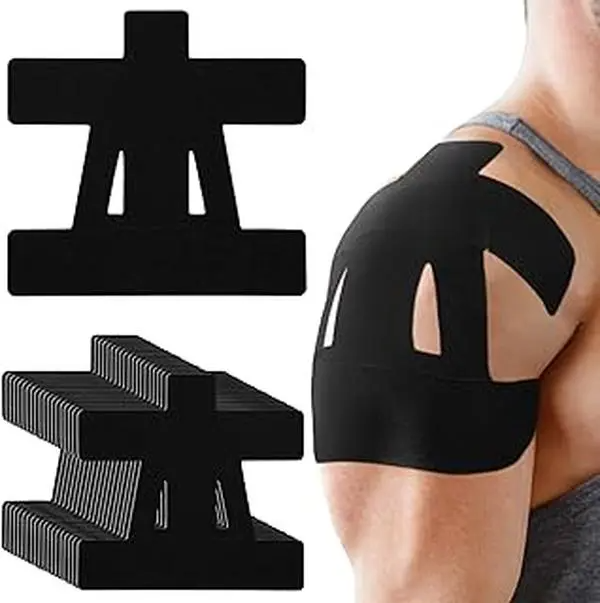Pre-Cut Shoulder Kinesiology Tape (10, 20 or 30 Strips) – Waterproof Breathable Athletic Support | Latex-Free Pain Relief for Men & Women