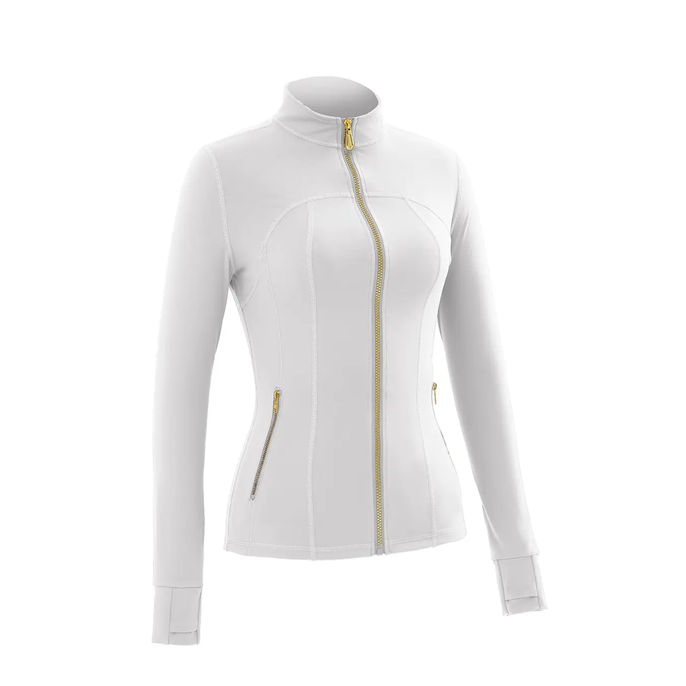 Women's Sporty Tracksuit Set – Gold Zipper Jacket & Yoga Leggings | Soft Brushed Casual Activewear