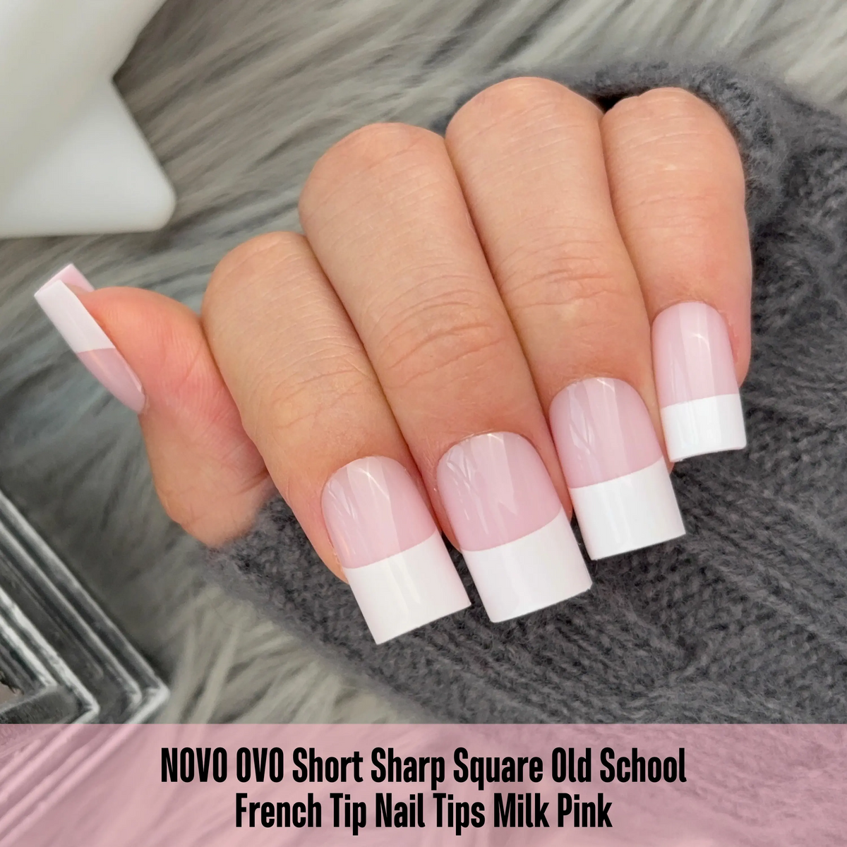 Press-On French Tip Nails 240-Pack | Wide Square Tip | 3 Colors | 15 Sizes