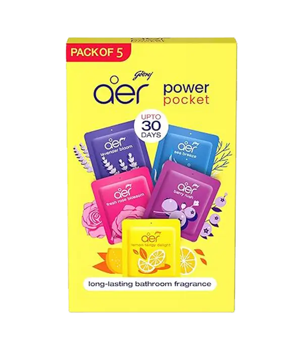 Godrej Aer Power Pocket – Long-Lasting Home Air Freshener | 5 Scents, 30-Day Fragrance