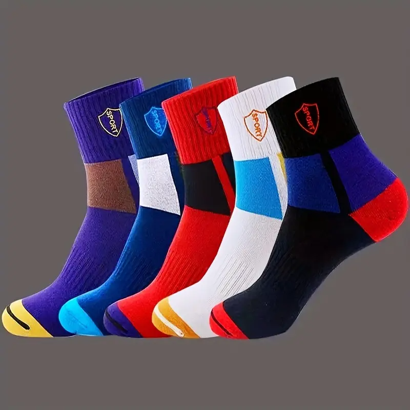 Men's Color-Block Sport Socks | Breathable Mid-Calf | 5, 10 or 20 Pairs