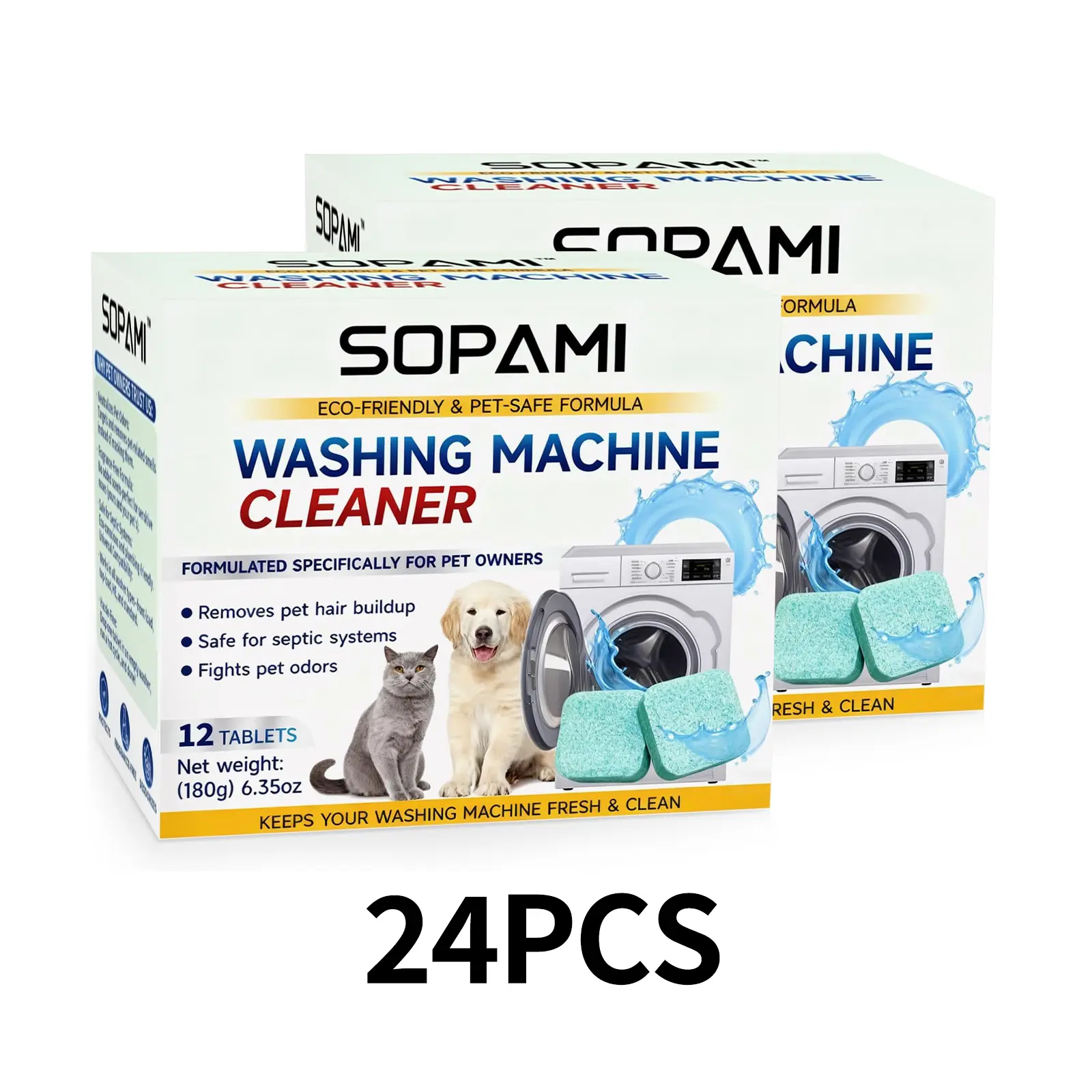 SOPAMI Washing Machine Cleaner Tablets | Eco-Friendly, Pet-Safe Deep Clean & Odor Eliminator