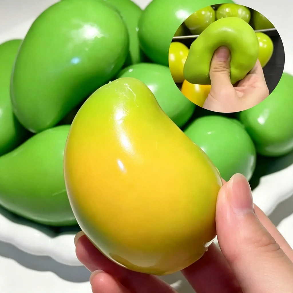 Color Changing Mango Squishy – Heat-Activated ASMR Stress Ball with Crunchy Bead Filling