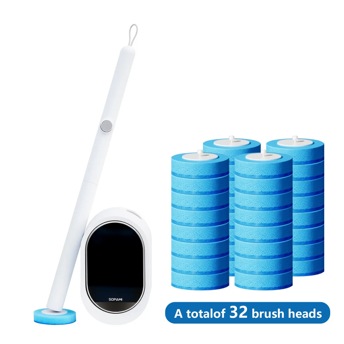 Disposable Toilet Brush Kit | No-Touch Rotating Deep Cleaner with Refill Heads & Holder for Bathroom, Home & RV