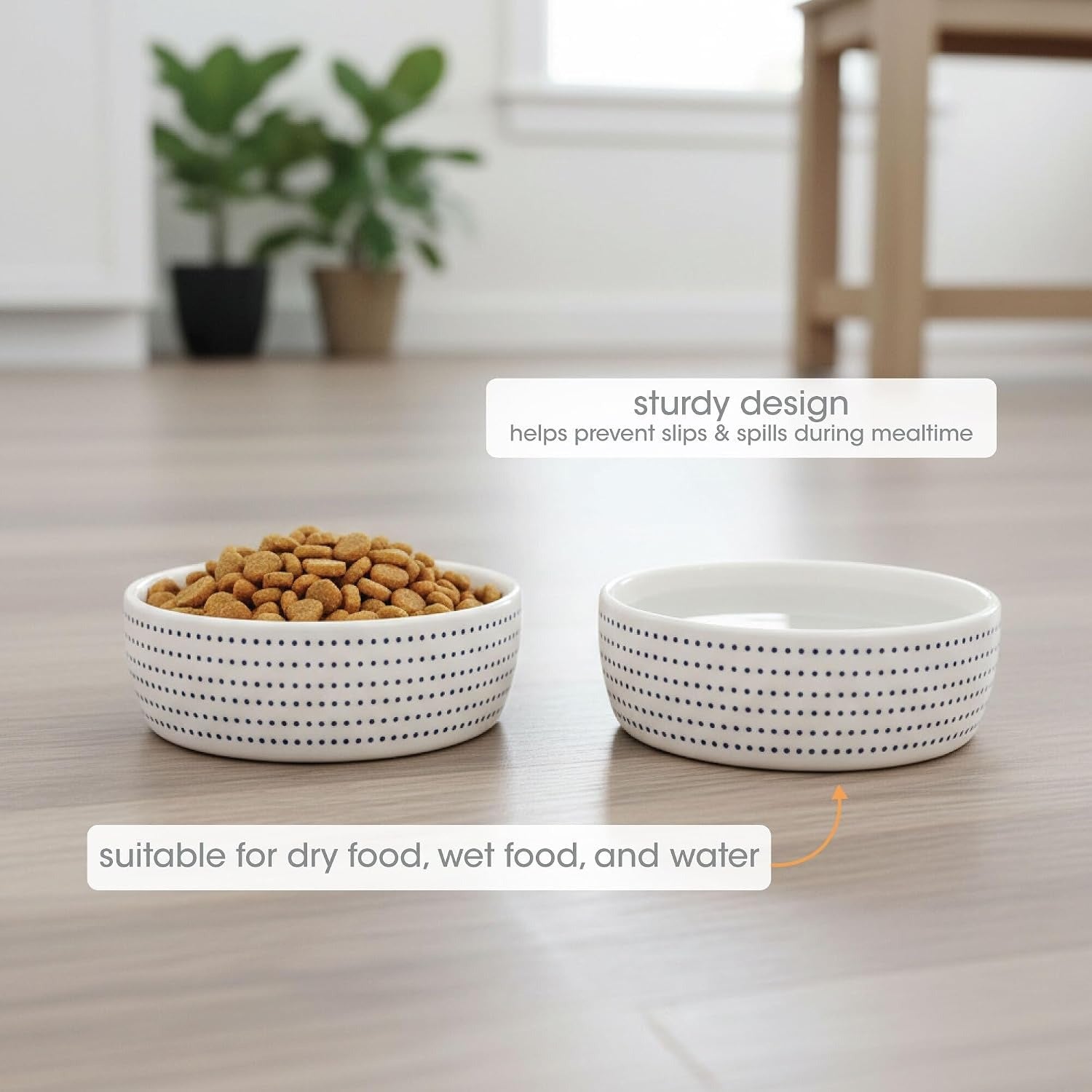 Ceramic Cat Bowl for Food and Water, Whisker Fatigue Shallow Wide Cat Food Bowl