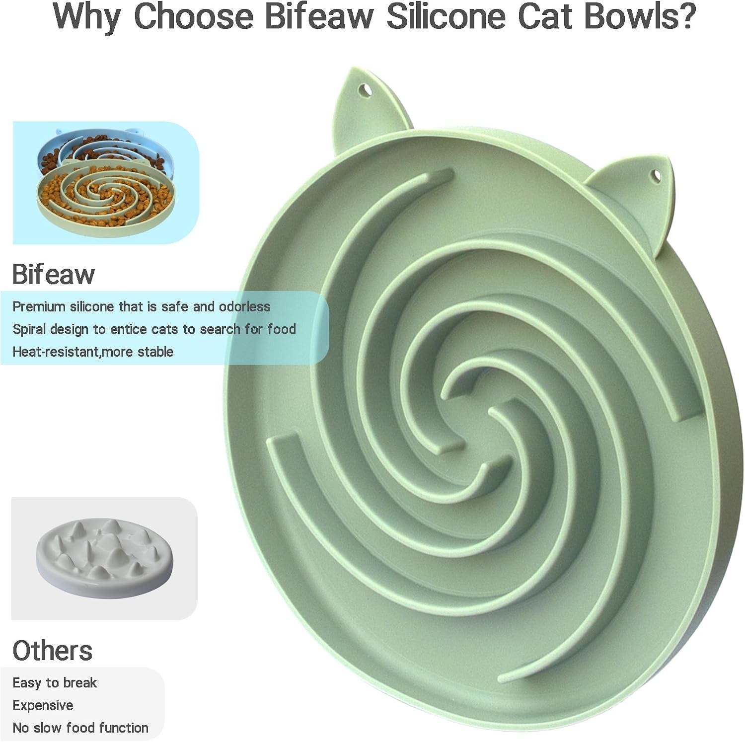Slow Feeder Cat Bowl, Easy to Clean Silicone Bowl