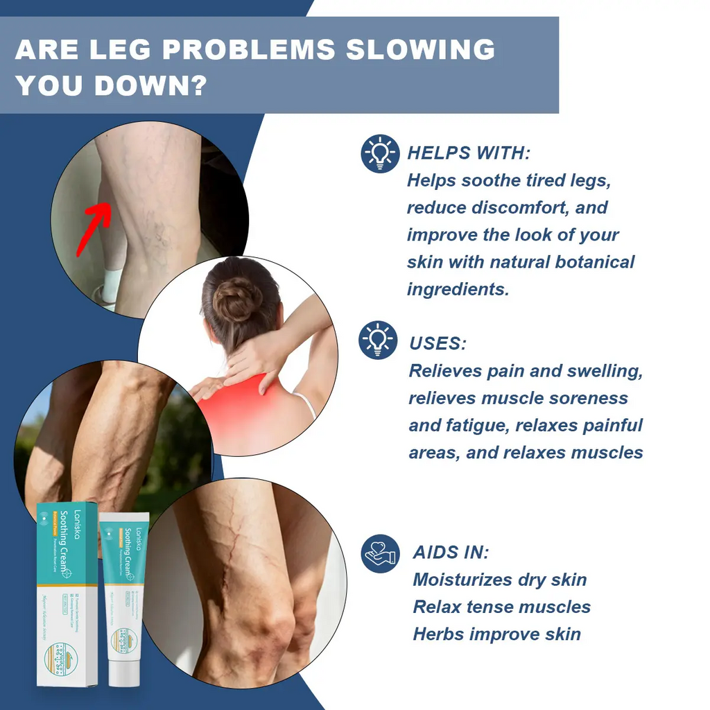 Leg Relief Herbal Cream – Soothing Varicose Vein & Tired Leg Massage Lotion