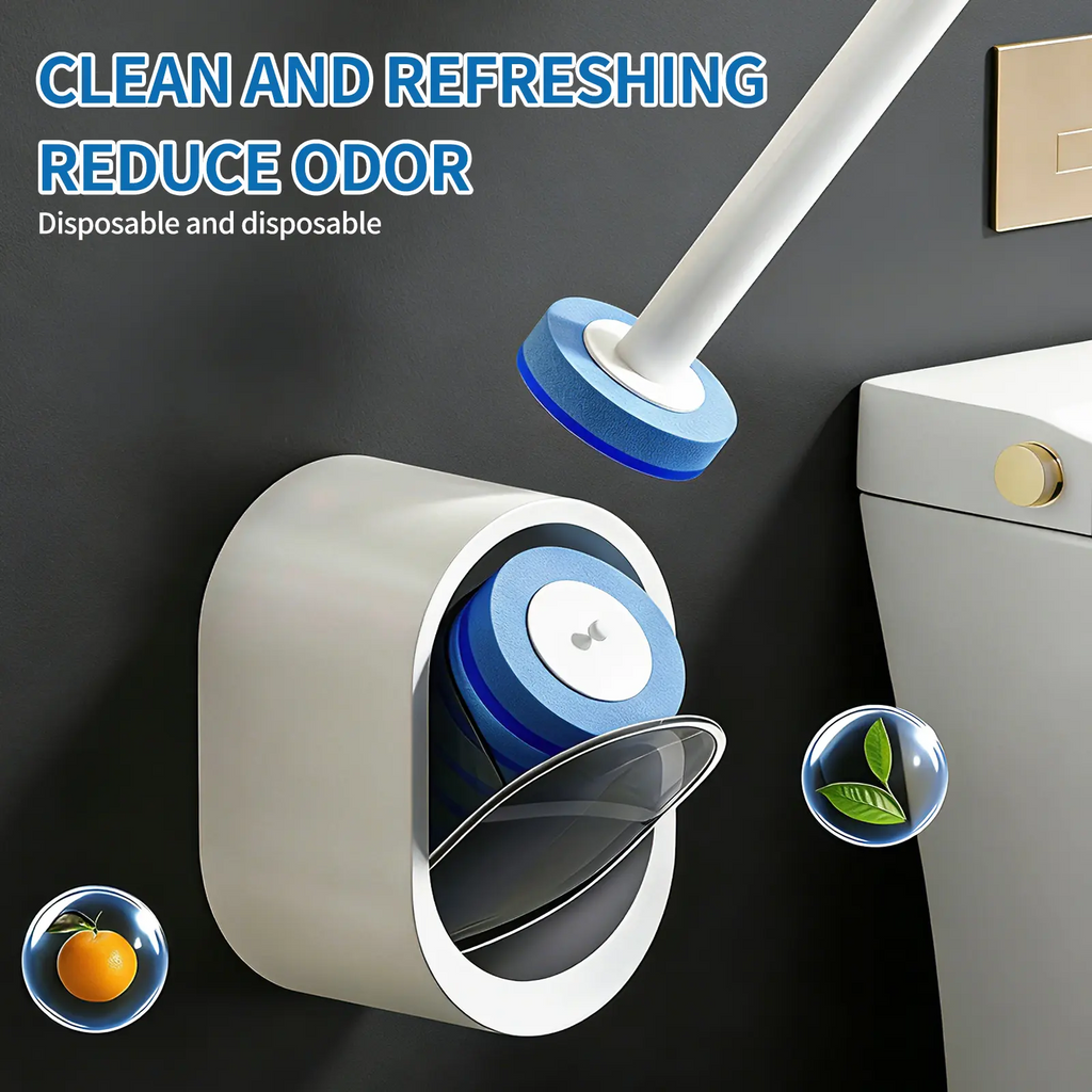 Disposable Toilet Brush Kit | No-Touch Rotating Deep Cleaner with Refill Heads & Holder for Bathroom, Home & RV