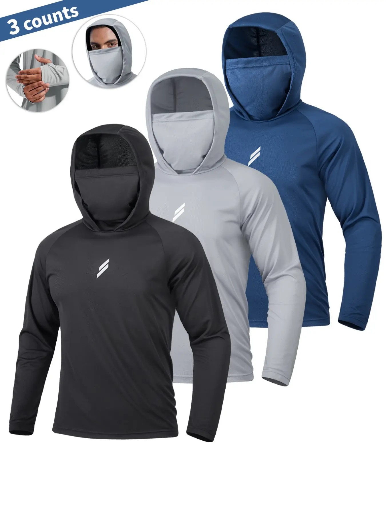 Men's Sun Protection Hoodie Set | UV Shield, Breathable & Quick-Dry Fishing Jacket with Face Cover