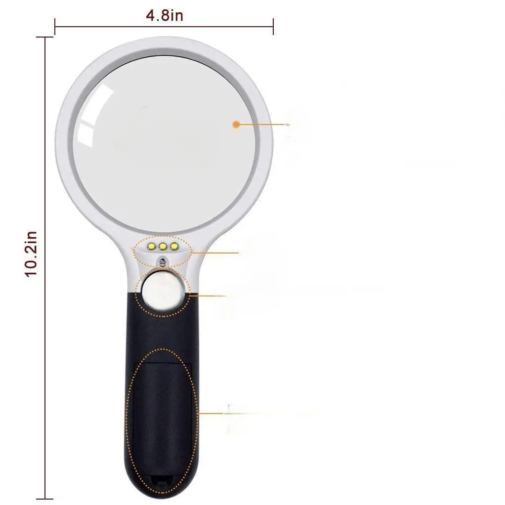 Handheld Magnifying Glass with 3X magnification and 3 LED lights