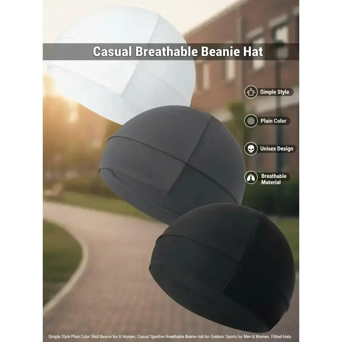 Fitted Nylon Skull Cap Beanie for Men & Women | Breathable All-Season Sport Hat (2-Pack or 3-Pack)