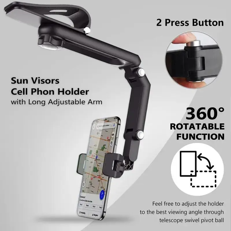 Joytutus Car Phone Mount – Long Arm, 360° Rotation & Anti-Scratch Clamp | Hands-Free Holder