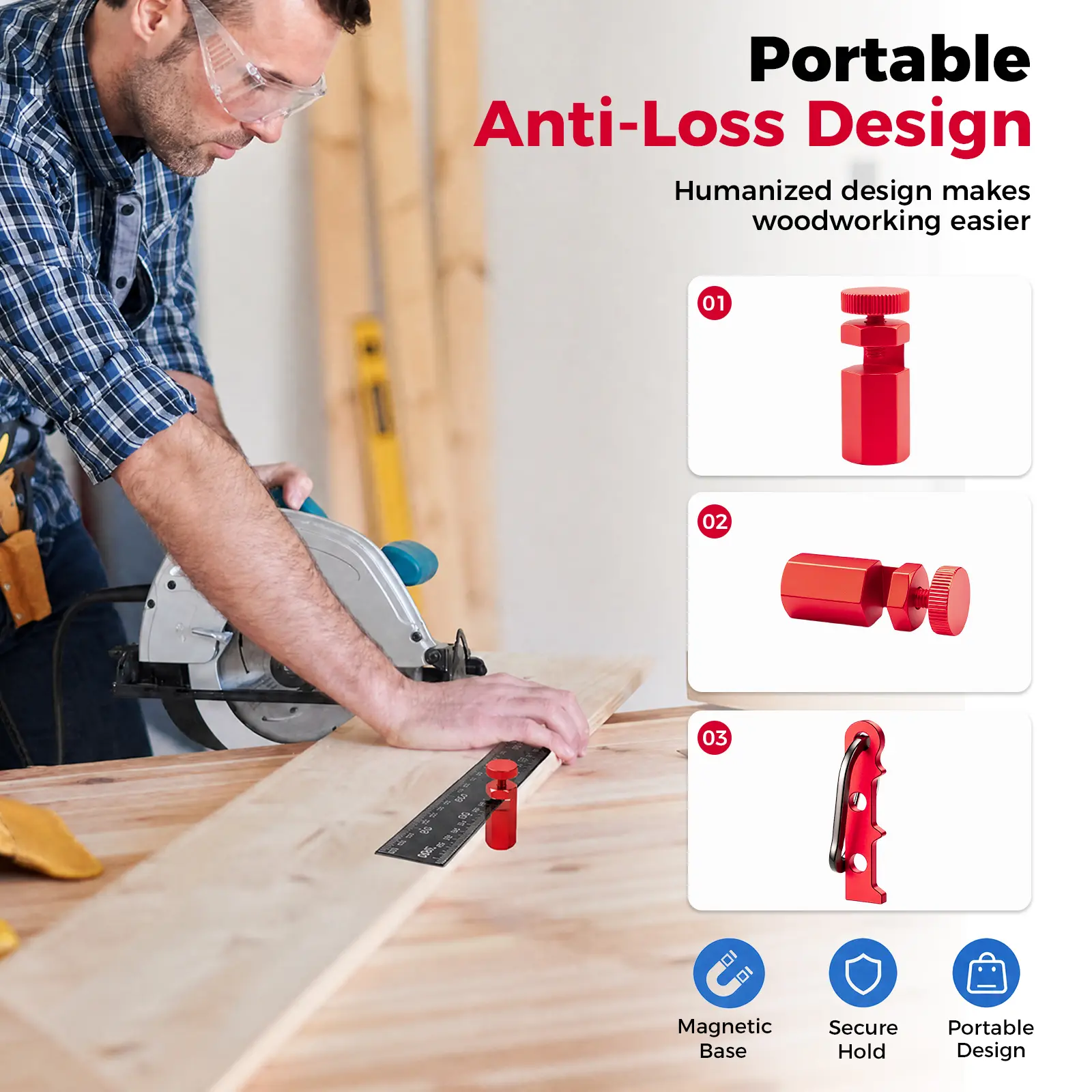 Tall Stair Gauges for Framing Square with Holder and Hook
