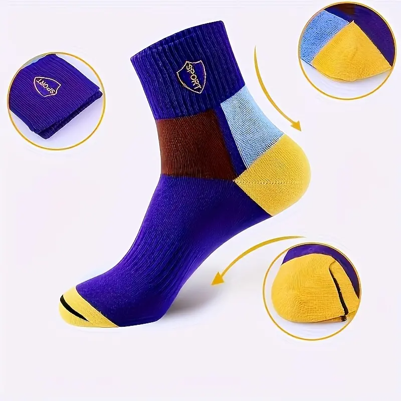 Men's Color-Block Sport Socks | Breathable Mid-Calf | 5, 10 or 20 Pairs