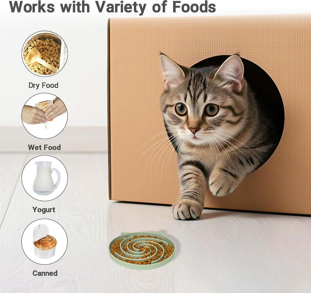 Slow Feeder Cat Bowl, Easy to Clean Silicone Bowl