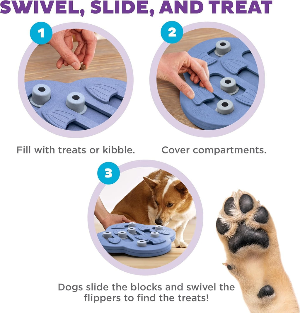 Dog Puzzle Interactive Treat Puzzle Dog Enrichment Dog Toy, Level 2 Intermediate, Purple, Composite