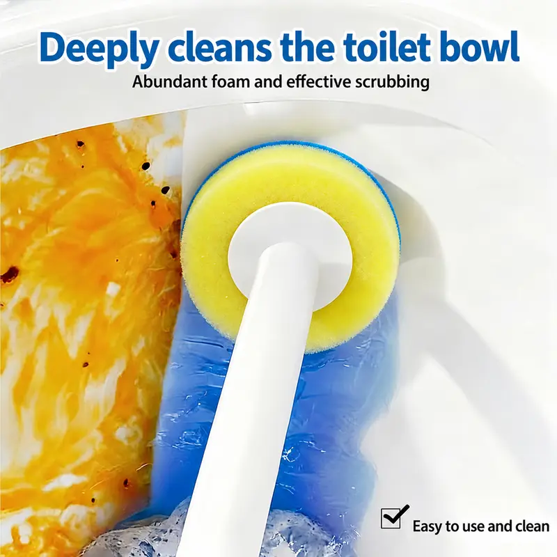 Disposable Toilet Scrubber Kit – No-Touch Rotating Brush with Refill Heads & Holder