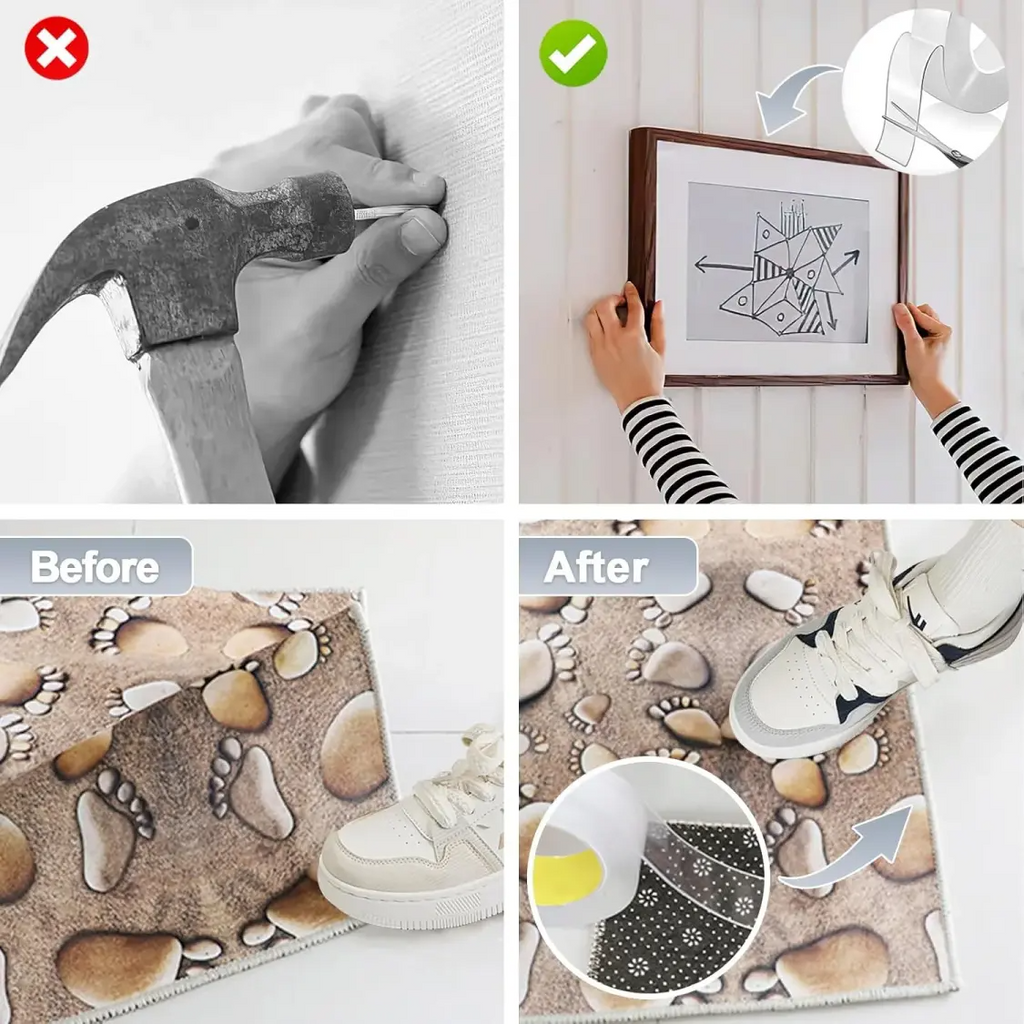 Ultra-strong Double Sided Adhesive Nano Tape Heavy Duty Transparent Reusable