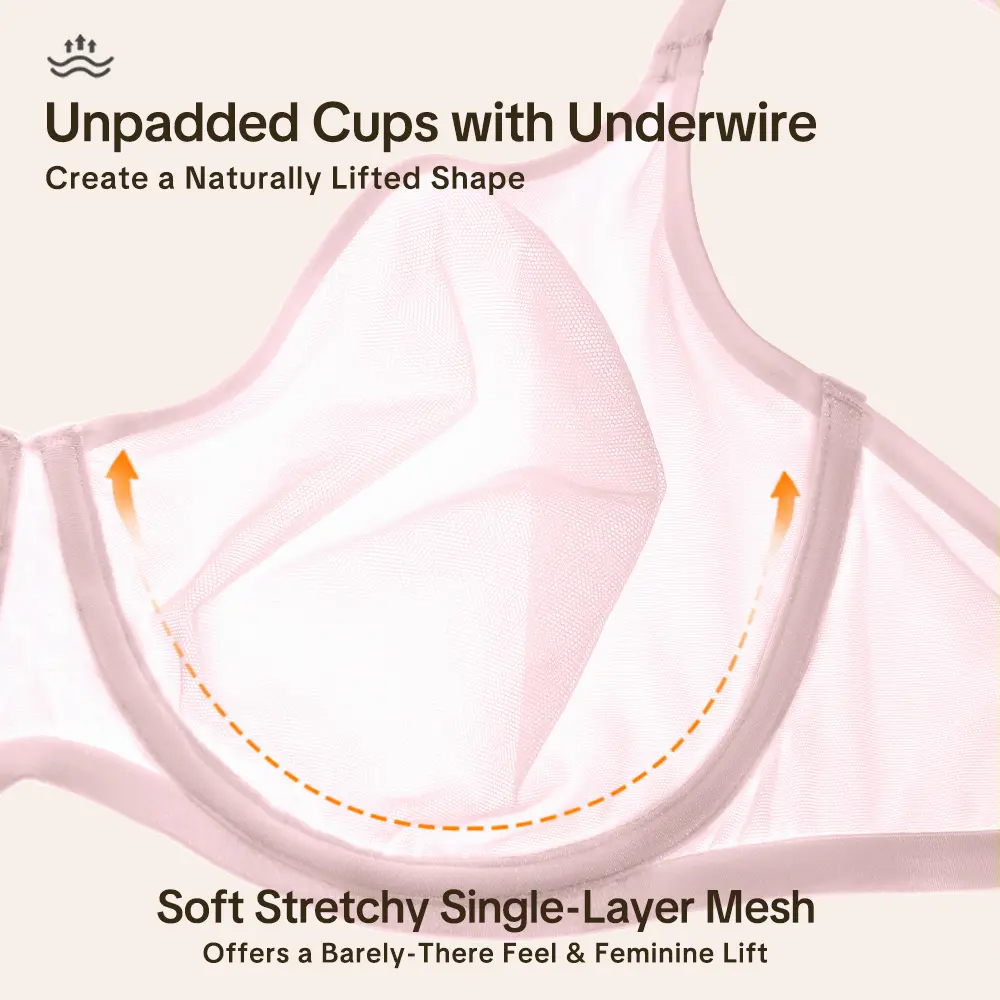 Air Light Breathable Sheer Mesh Halter Bra Plus Size Summer Unlined Full Coverage Bra Underwire