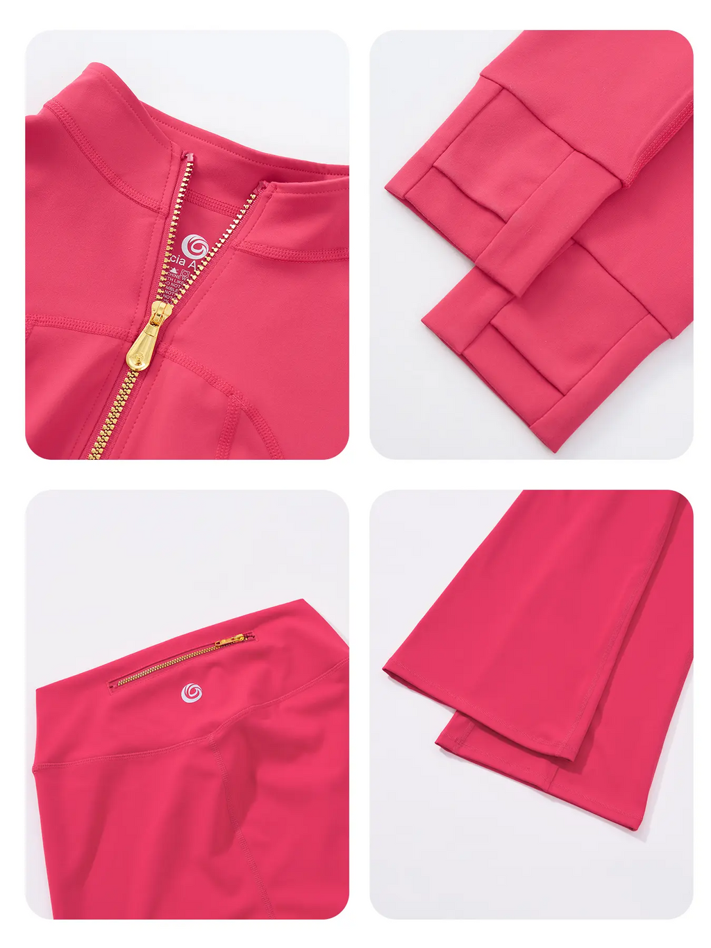 Women's Sporty Tracksuit Set – Gold Zipper Jacket & Yoga Leggings | Soft Brushed Casual Activewear