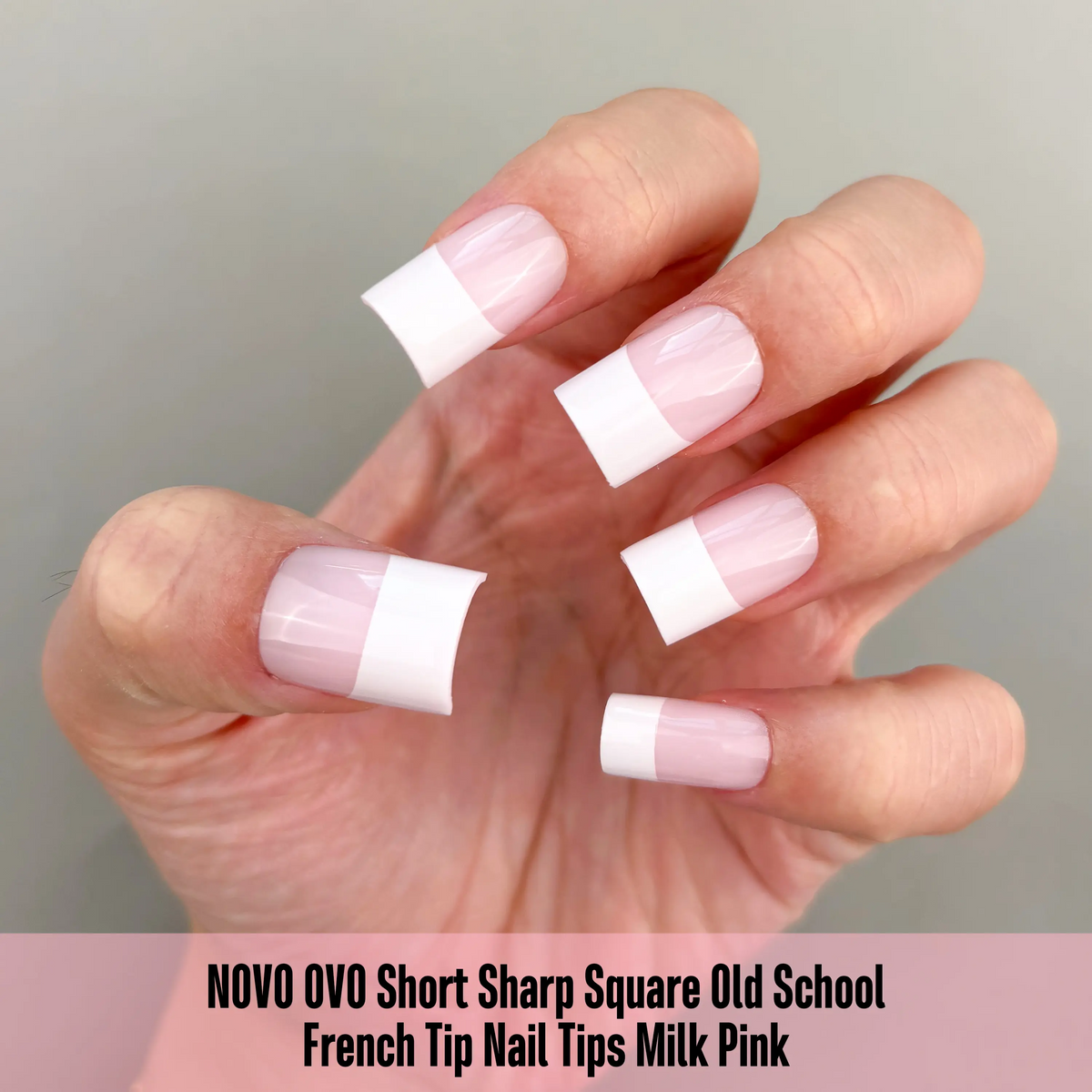 Press-On French Tip Nails 240-Pack | Wide Square Tip | 3 Colors | 15 Sizes