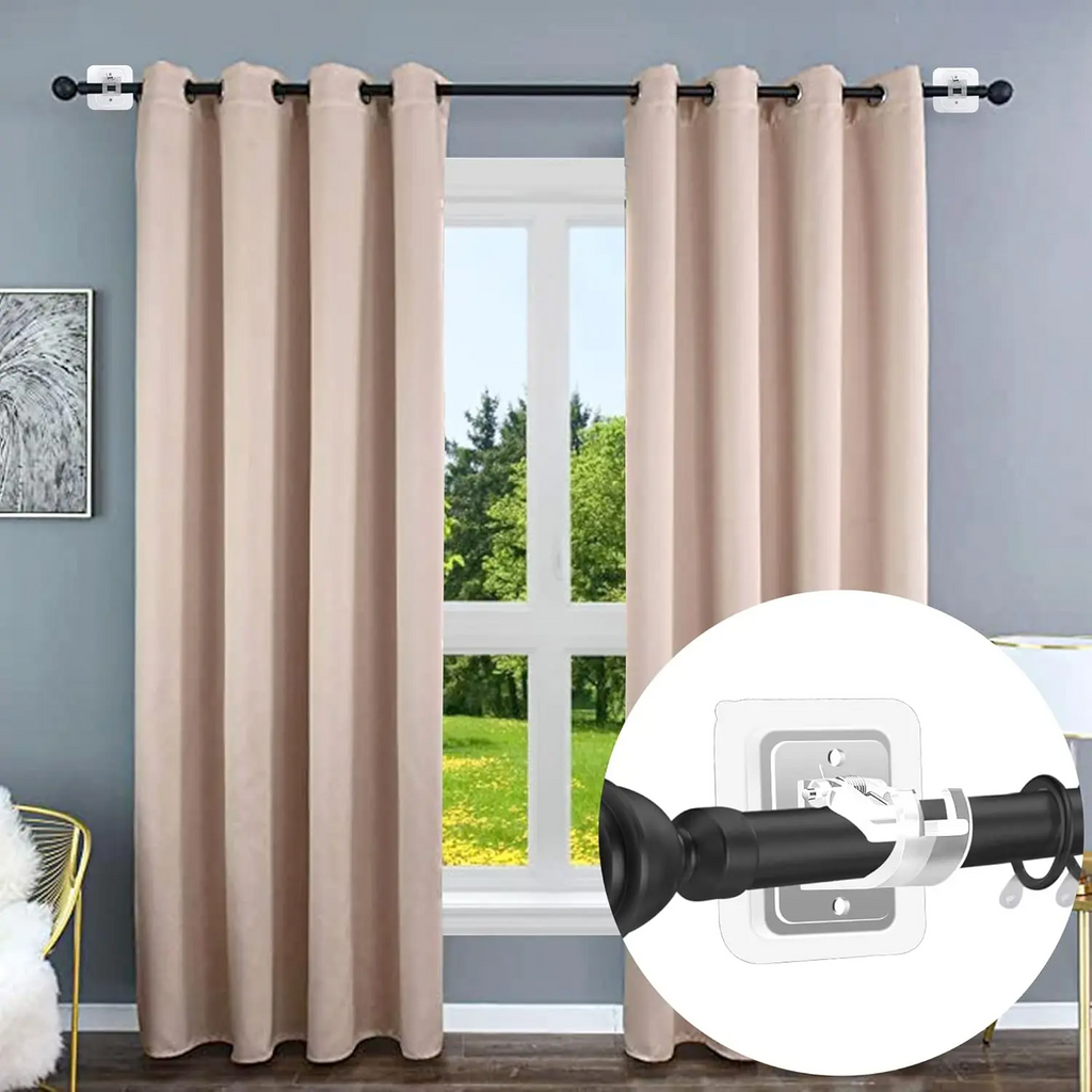No Drill Curtain Rod Brackets – Self-Adhesive, Adjustable