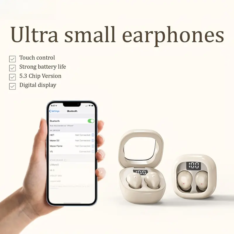 Ultra-Small Bluetooth Sleep Earbuds, 25-Hour Battery
