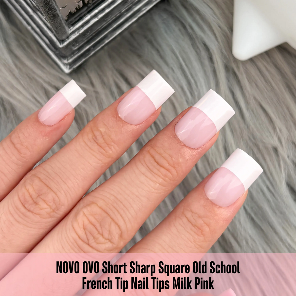Press-On French Tip Nails 240-Pack | Wide Square Tip | 3 Colors | 15 Sizes