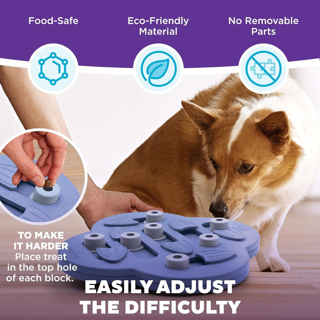 Dog Puzzle Interactive Treat Puzzle Dog Enrichment Dog Toy, Level 2 Intermediate, Purple, Composite