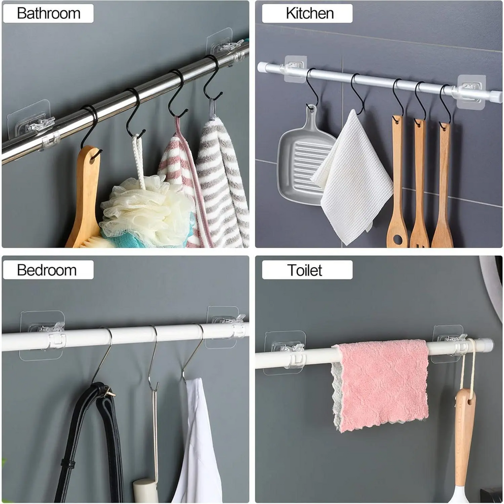 No Drill Curtain Rod Brackets – Self-Adhesive, Adjustable