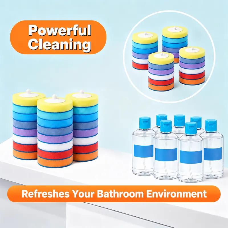 Disposable Toilet Scrubber Kit – No-Touch Rotating Brush with Refill Heads & Holder