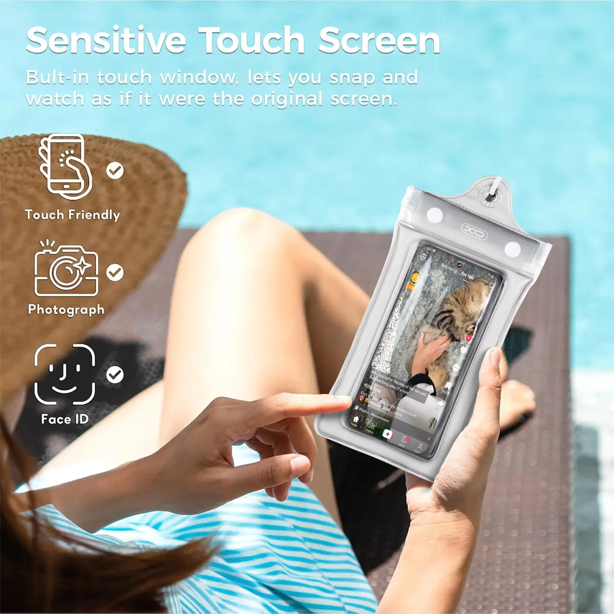 Waterproof Phone Pouch, 2 Counts Clear Waterproof Cell Phone Case Lanyard for iPhone Galaxy Up To 7",Inflatable Edge Better Buoyancy