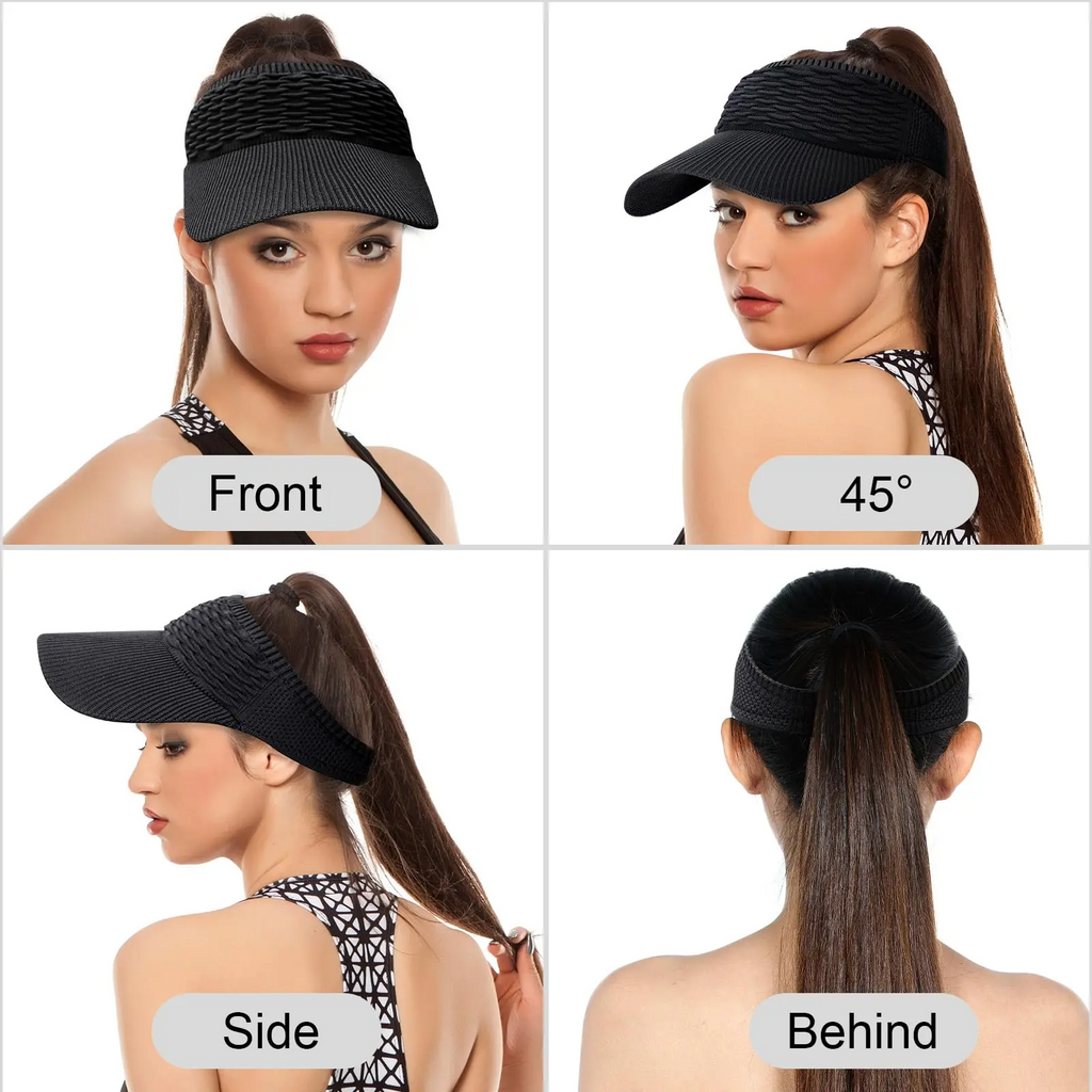 Women's High-Ponytail Sun Hat – UV Protection, Breathable Open-Top Design | Pack of 2