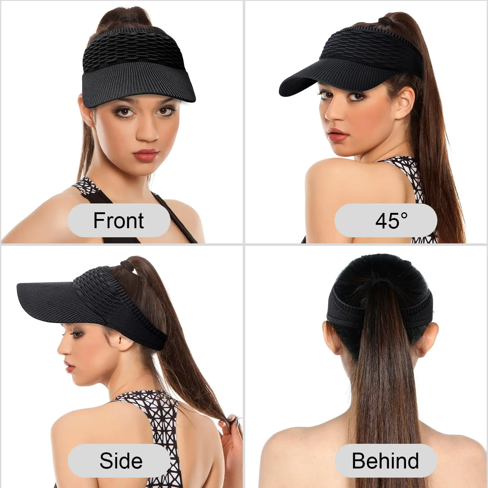 Women's High-Ponytail Sun Hat – UV Protection, Breathable Open-Top Design | Pack of 2