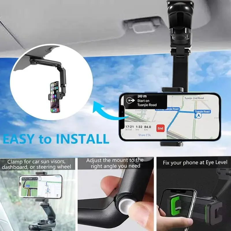 Joytutus Car Phone Mount – Long Arm, 360° Rotation & Anti-Scratch Clamp | Hands-Free Holder