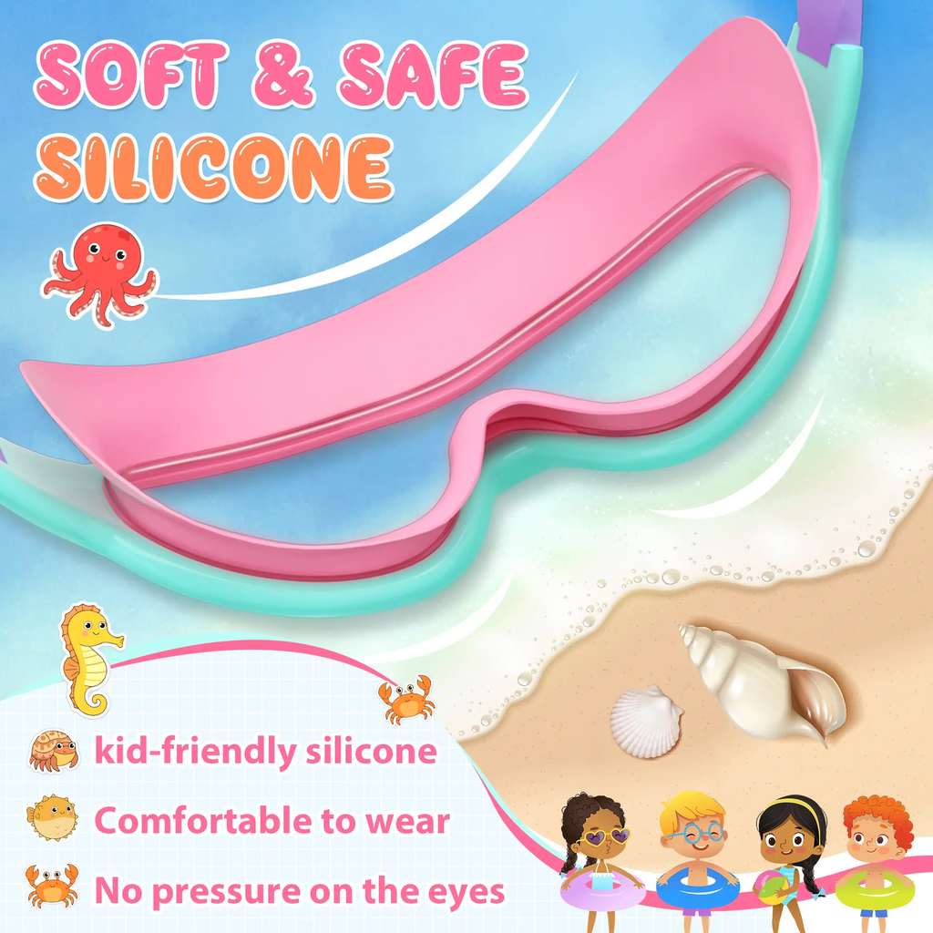 2 Pack Kids Swim Goggles for 3-15+ UV Protection Anti-Fog High Definition