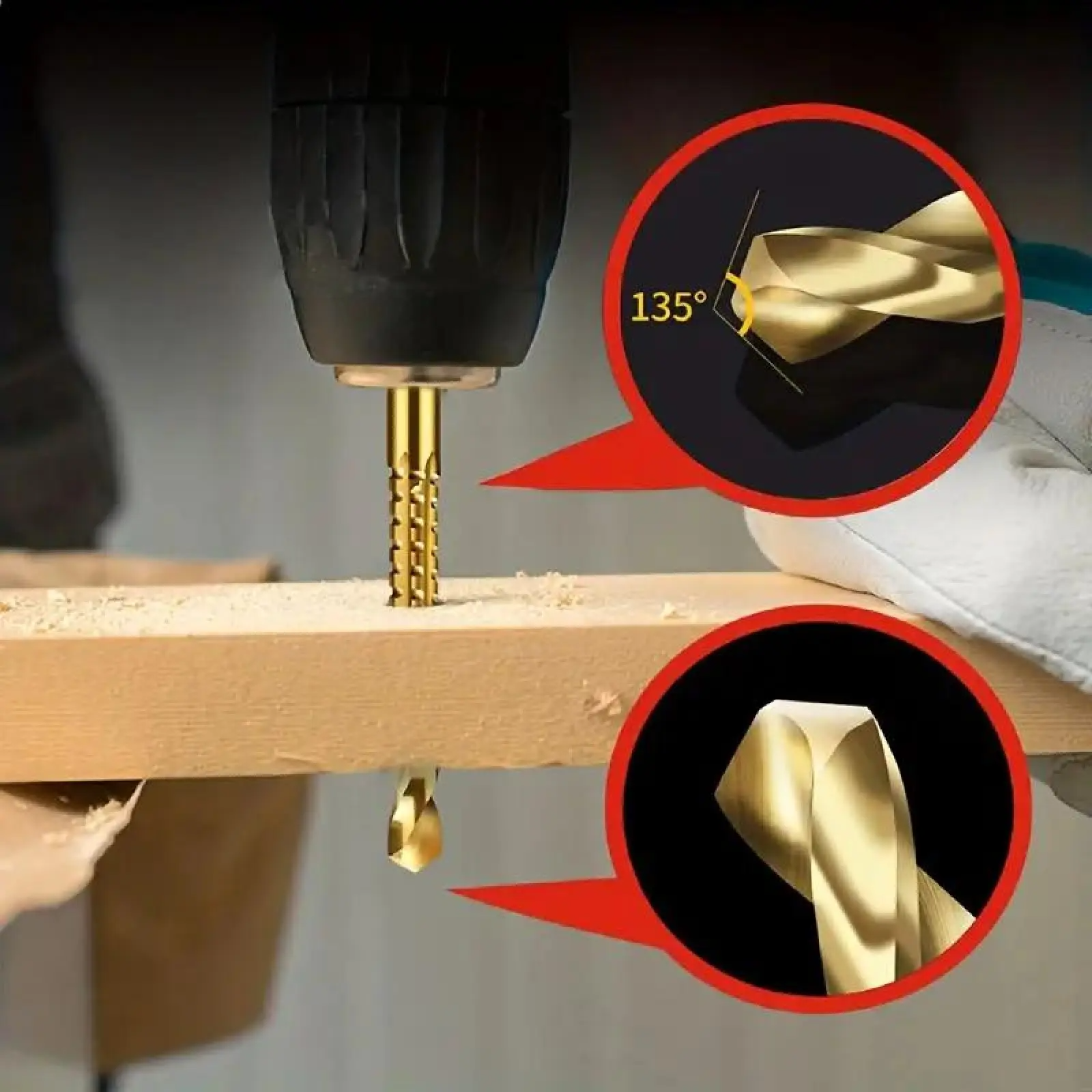 Metalworking Ldeal For Drilling,Titanium-Plated High Speed Steel Drill Bits Set for